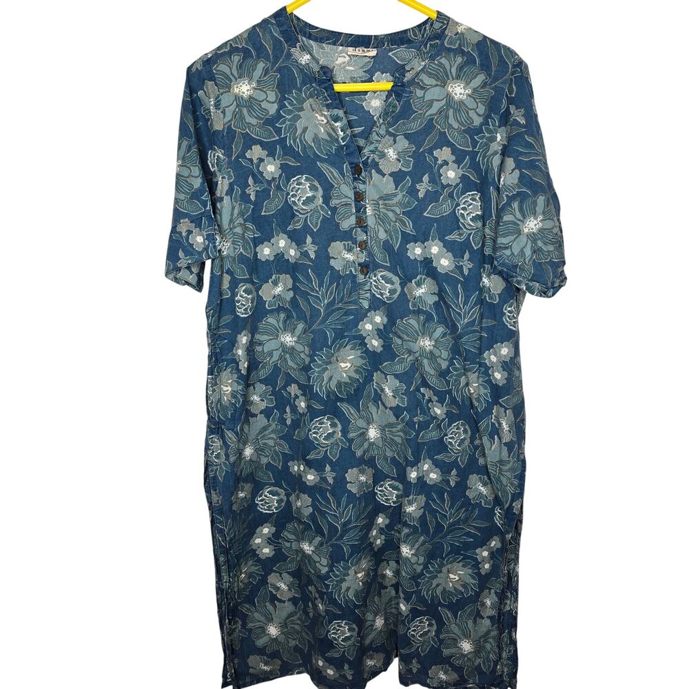 Diza by Westside Indigo Blue Floral Print Ethnic Kurta Tunic Size Large